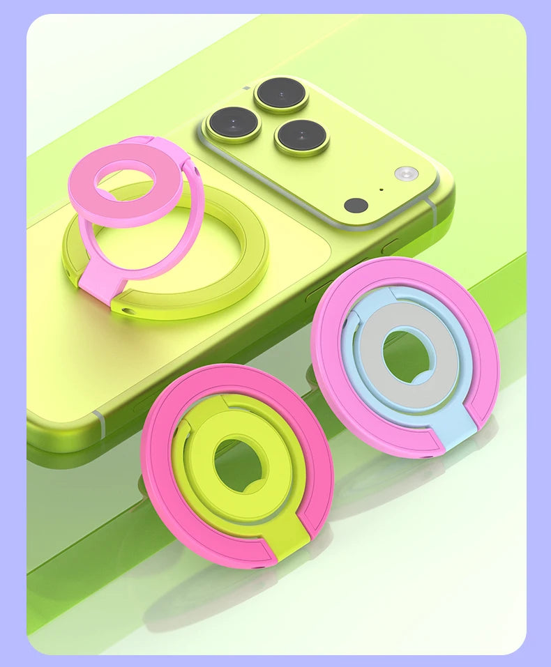 Double-Sided Magnetic Phone Ring Holder with Kickstand