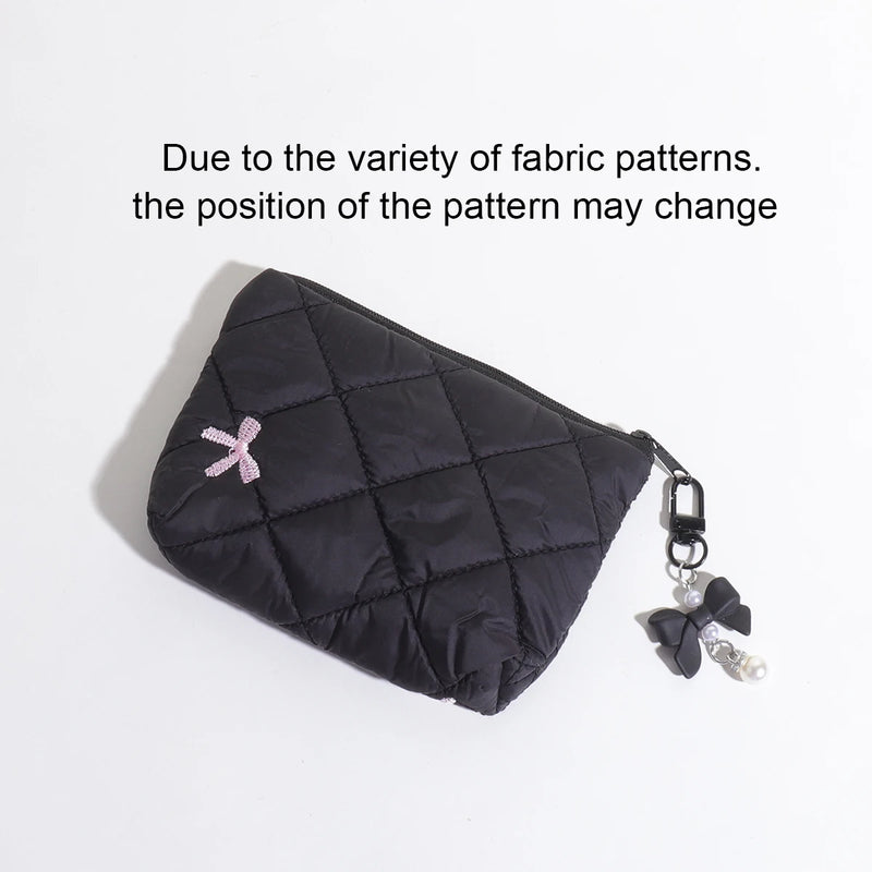 Quilted Bow Makeup Bag