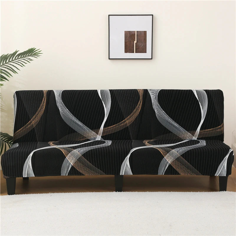 Stretchable Sofa Cover with Geometric Pattern for Futon Seats