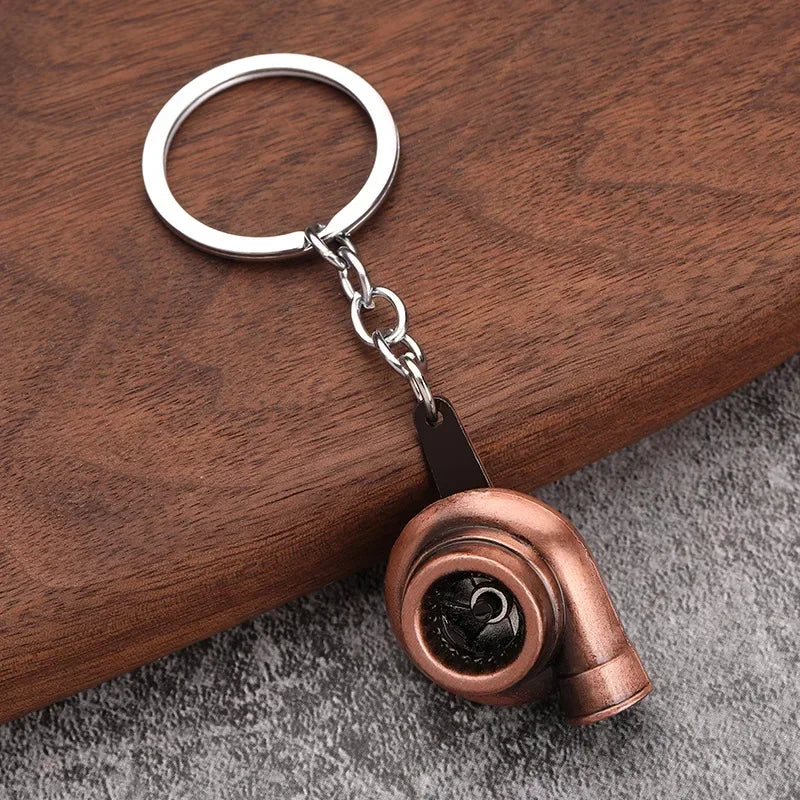 Gearbox Keychain with Turbo Hub and Brake Disc Pendant