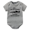 Funny Racing Baby Bodysuit - 'Watching Racing with Daddy' Newborn Romper