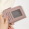 Slim Leather Card Holder Wallet with Secure Zipper