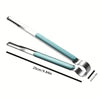 A pair of stainless steel BBQ tongs with a light blue handle shown diagonally.