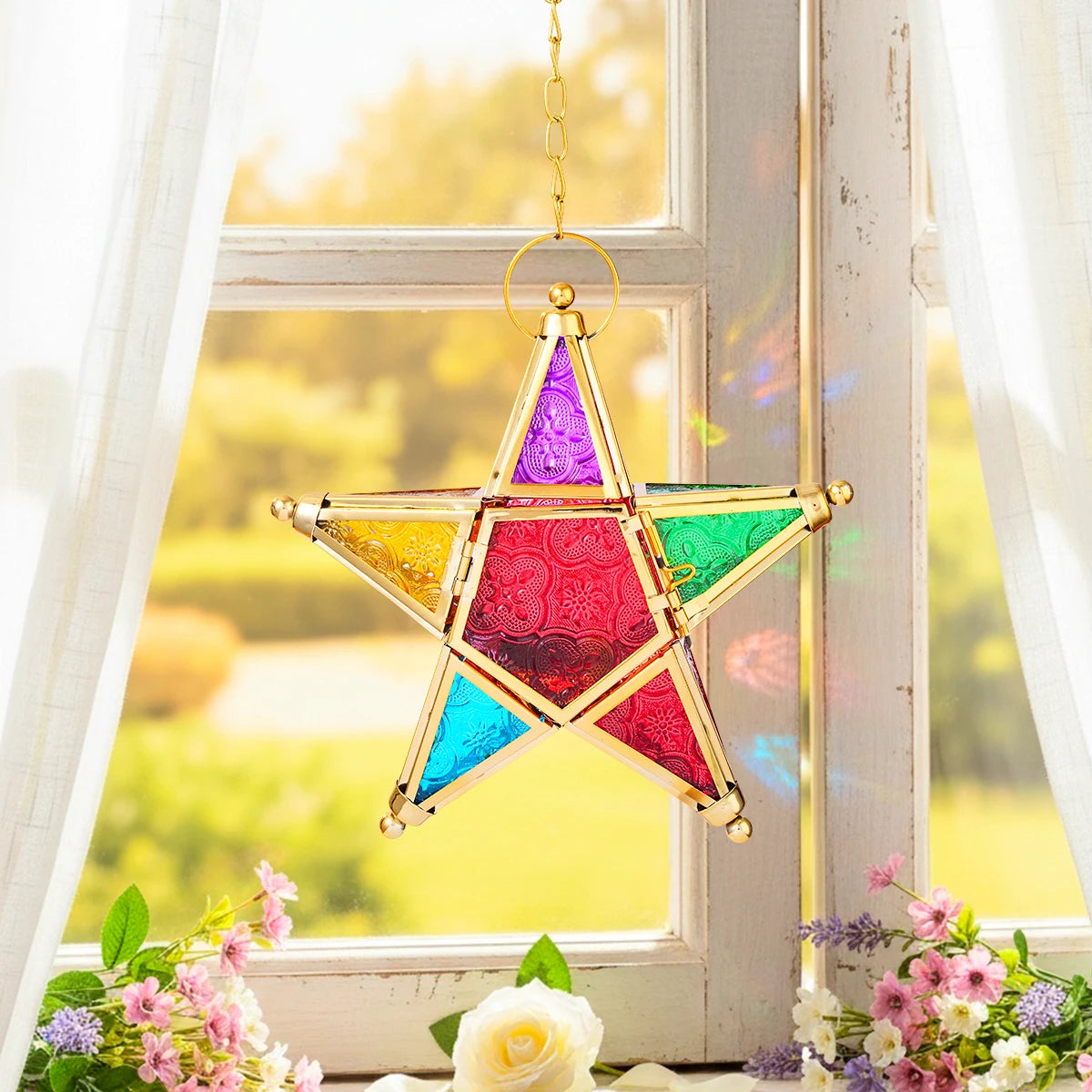 Forged Iron Star Hanging Candlestick