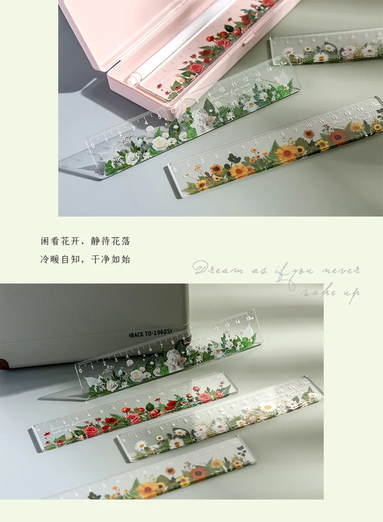 15cm Floral Design Ruler - Daisy & Rose Pattern Measuring Tool