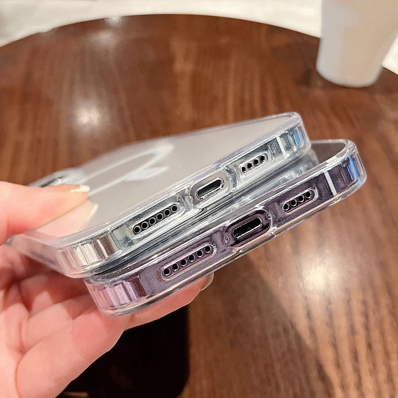 Transparent Magnetic Wireless Charging Case for iPhone with Shockproof Protection