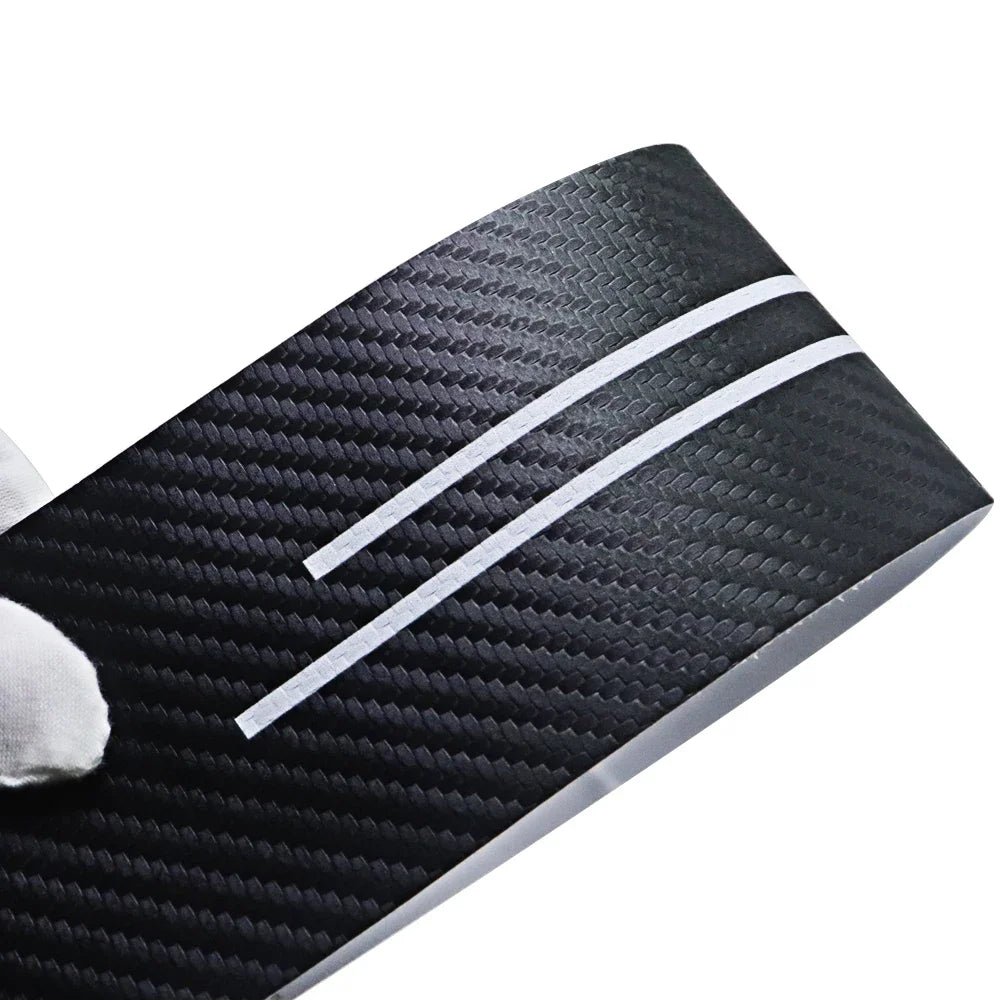 Black PU leather door sill protector stickers with white stripes for Ford F-150