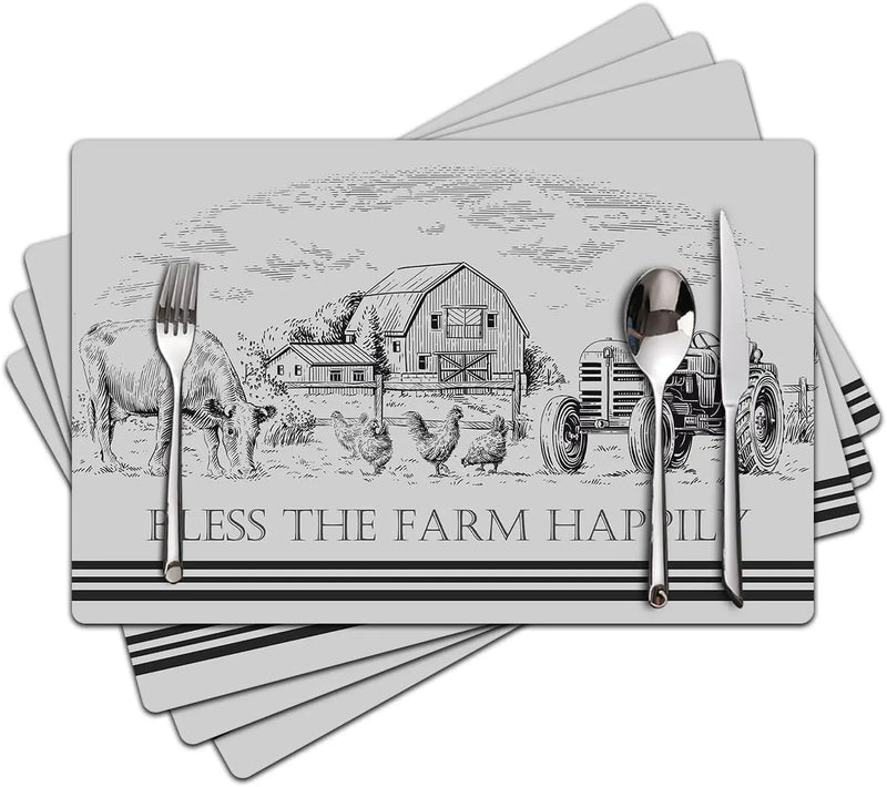 Floral Linen Placemats for Dining Table