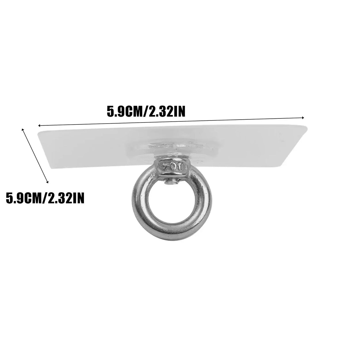A white self-adhesive stainless steel wall hook with a 5.9cm length and a circular loop.