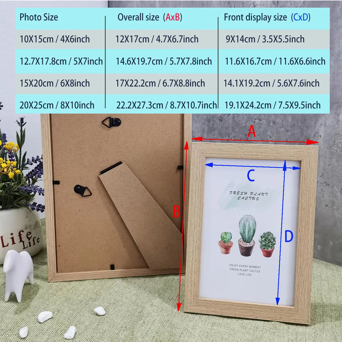 Rustic Wooden Picture Frame for Wall or Table Display