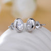 Oval Moissanite Stud Earrings in Sterling Silver