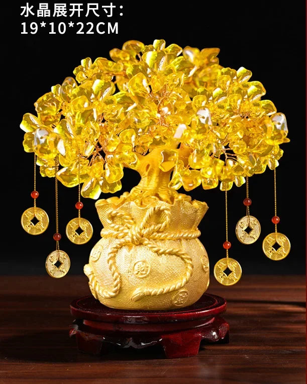 Golden Citrine Crystal Money Tree – Feng Shui Wealth Charm