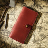 Vintage Leather Long Bifold Wallet with Snap Closure