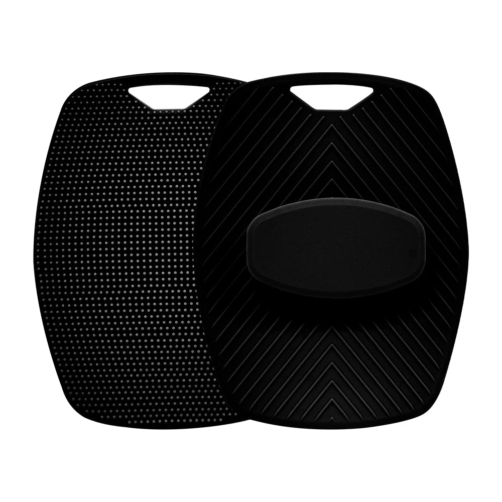 Black silicone body scrubber and massage brush with a handle