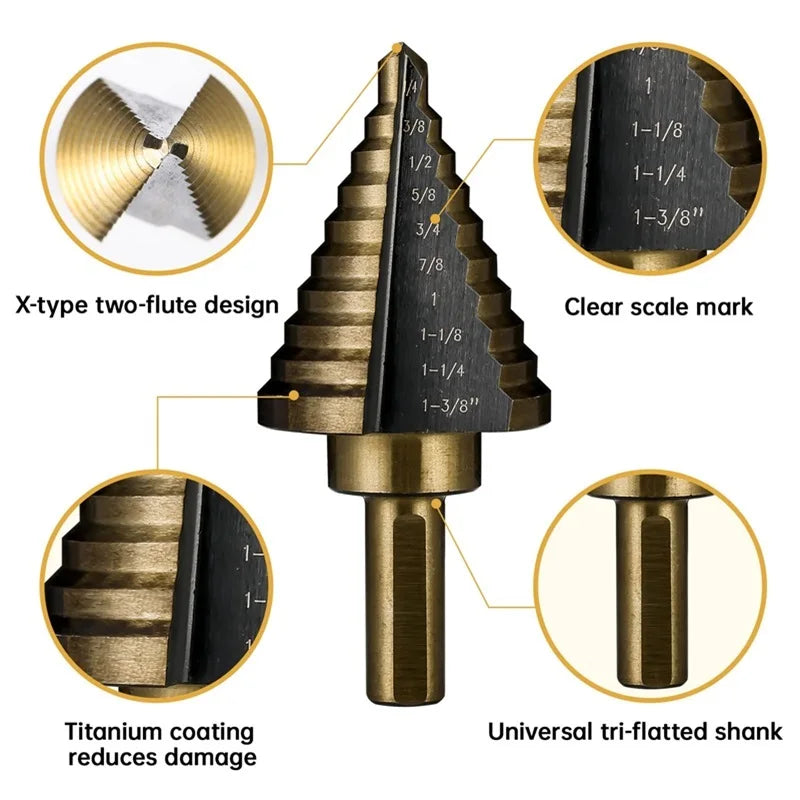 HSS Cobalt Step Drill Bit Set for Metal & Sheet Material