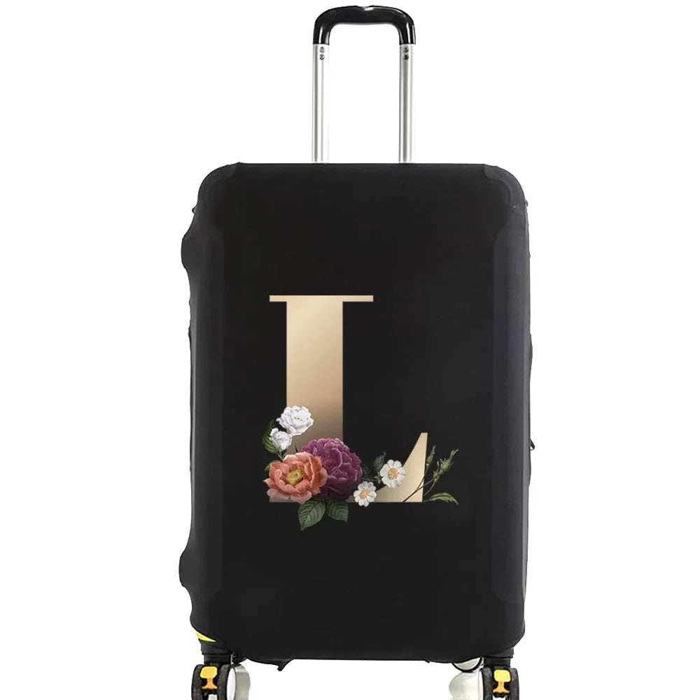 Elastic Luggage Cover with Gold Letter Design