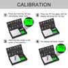 A four-step calibration process for a digital pocket scale showing measurements like CAL, 50.00g, and PASS.