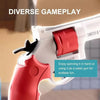A close-up of a red mini mechanical revolver water gun being held, demonstrating diverse gameplay.