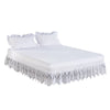 White jacquard lace bed skirt with an elastic band and a 15 inch drop