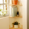 Triangle Wood Floating Wall Shelf with Macrame Rope