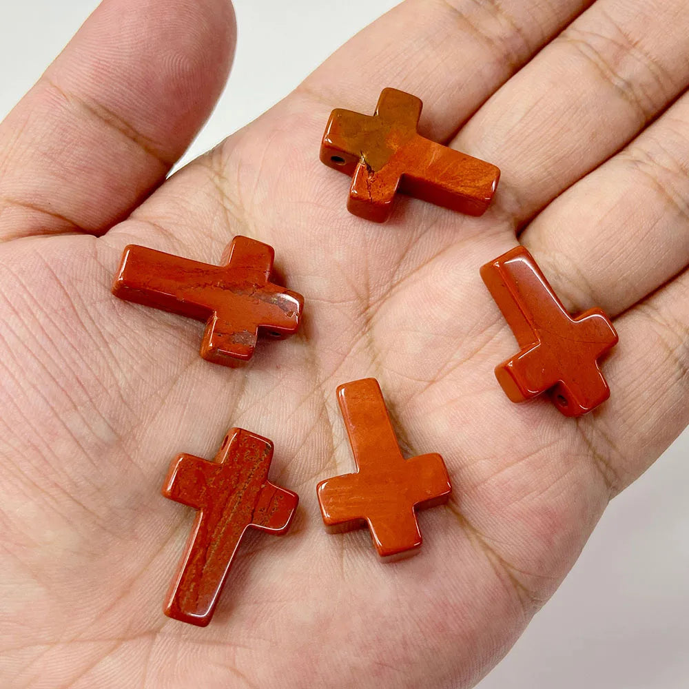Natural Stone Cross Pendant Charm for Jewelry Making