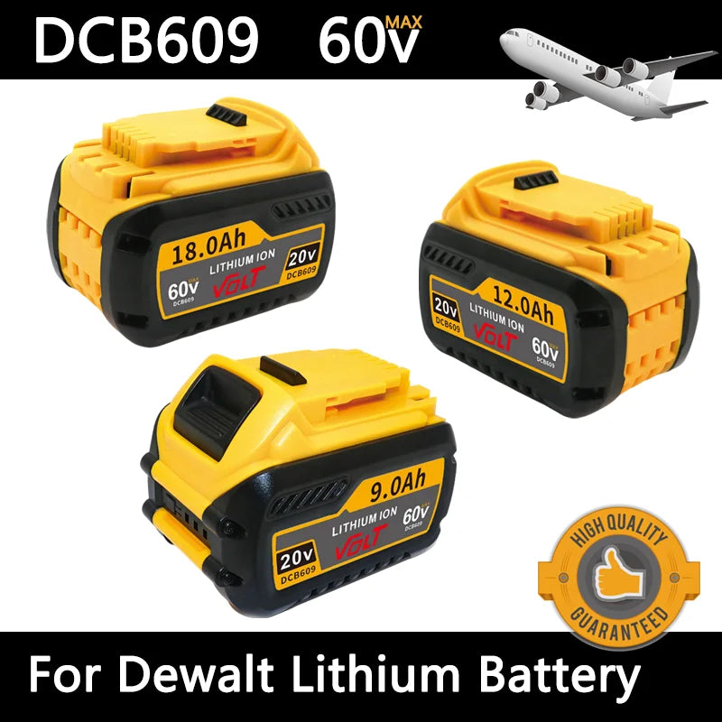Yellow and black DCB609 lithium ion battery for Dewalt power tools