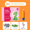 Set of 3+ Magic Graffiti Animal World cognitive cards featuring various animals like rhino, crocodile, and flamingo.