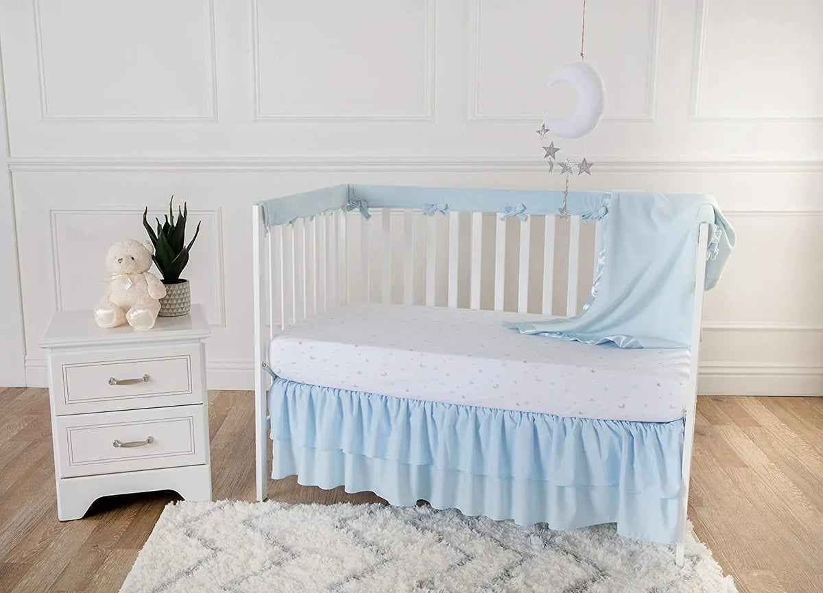 Two-Layer Ruffled Crib Bed Skirt for Standard and Toddler Beds