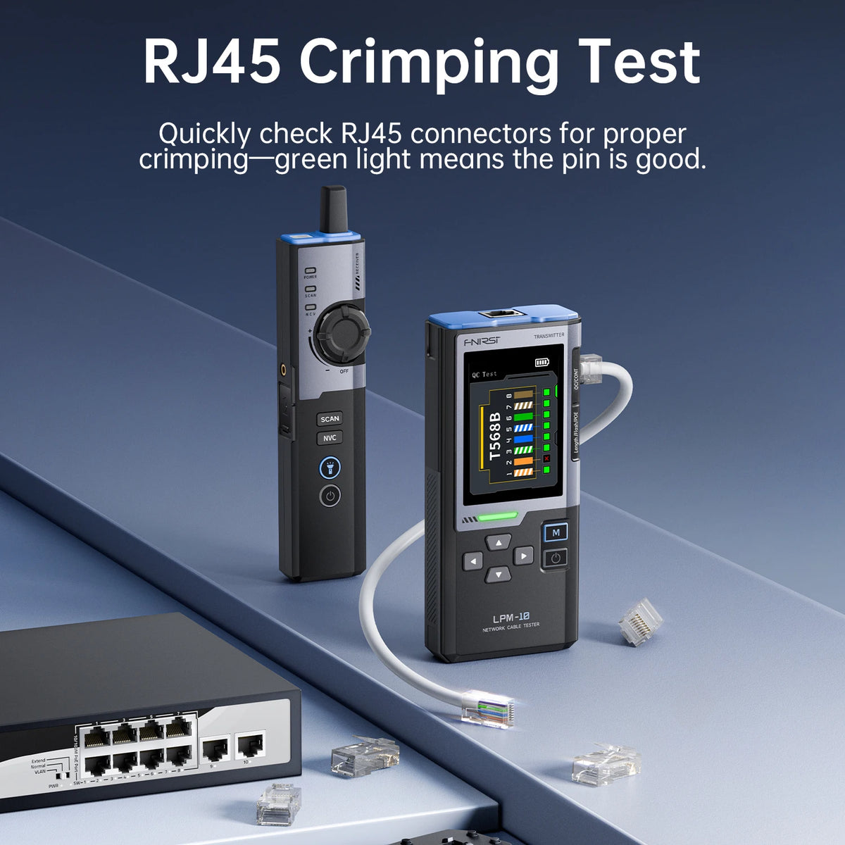 Multifunctional Network Cable Tester with Line Finder, PoE Detection & Port Flashing