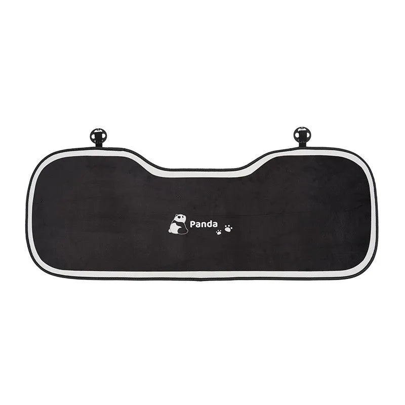 Black car seat cover set featuring a panda design and headrest pillows.