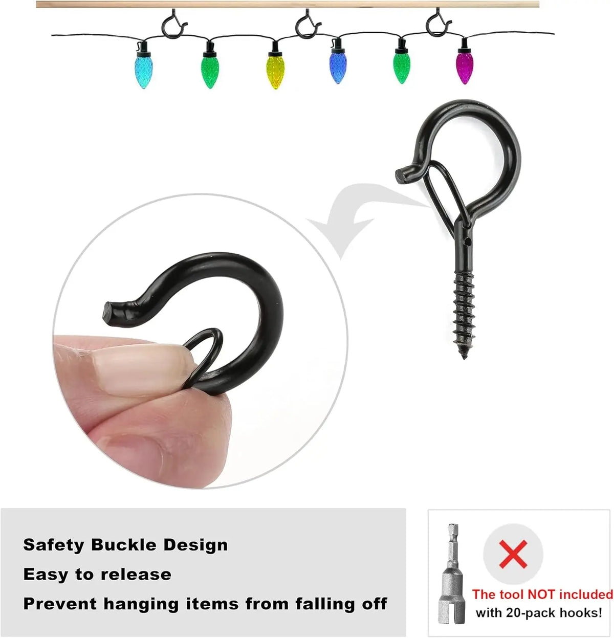 Heavy-Duty Ceiling Hooks for Hanging Plants, Lights & More (20-Pack)