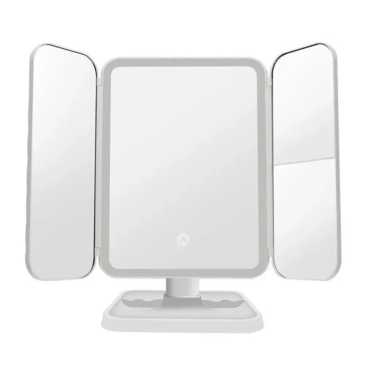 Tri-Fold LED Lighted Makeup Mirror with 3x/2x/1x Magnification