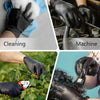 A collage showing heavy duty disposable nitrile gloves used for cleaning, operating a machine, tattooing, and salon work.