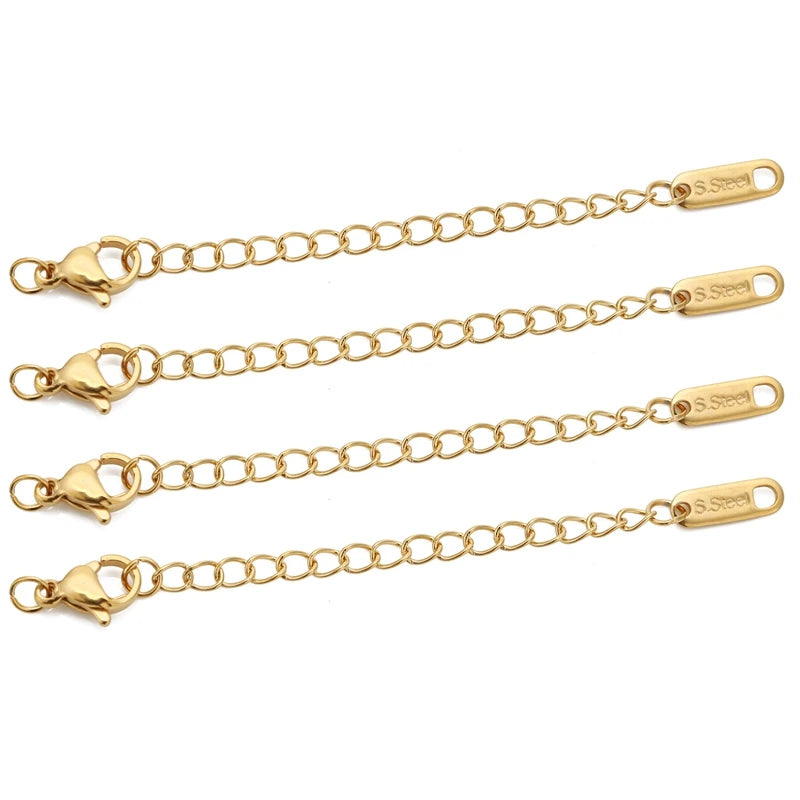 Stainless Steel Extension Chains with Lobster Clasps for Jewelry Making (10-Pack)