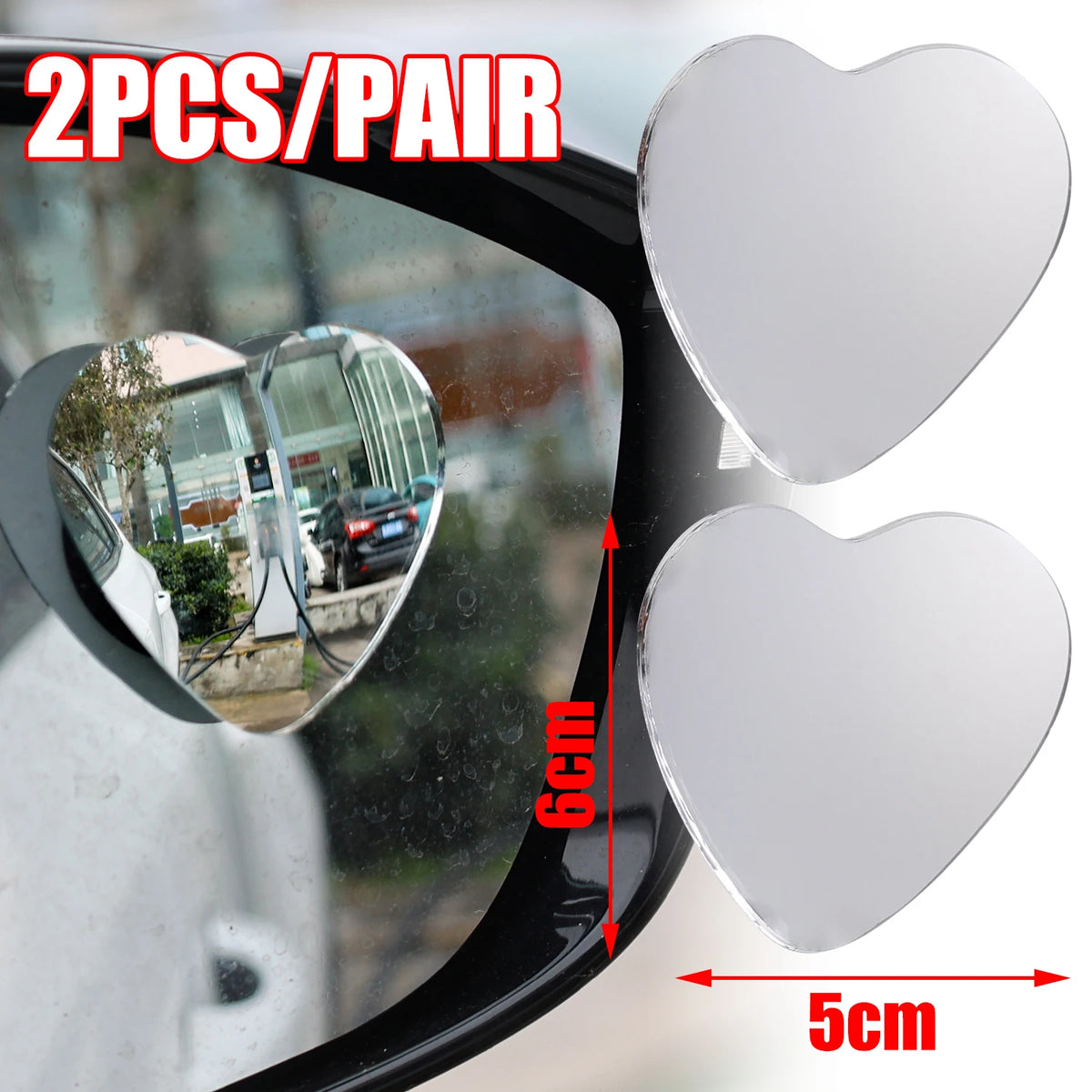 Heart-Shaped Car Blind Spot Mirrors (2-Pack)