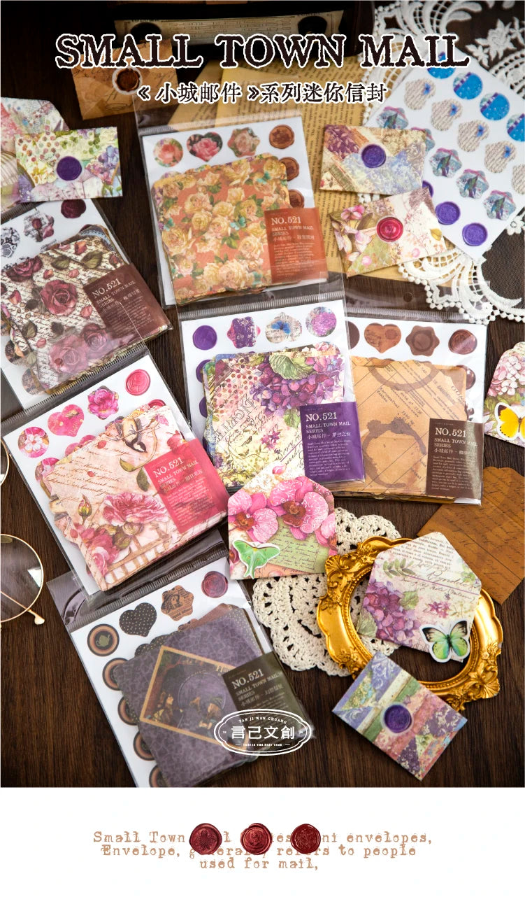 Vintage Mini Envelope Set with Seal Stickers - 40 Pack