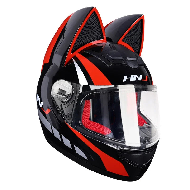 Cat Ear Full Face Motorcycle Helmet with Removable Ears