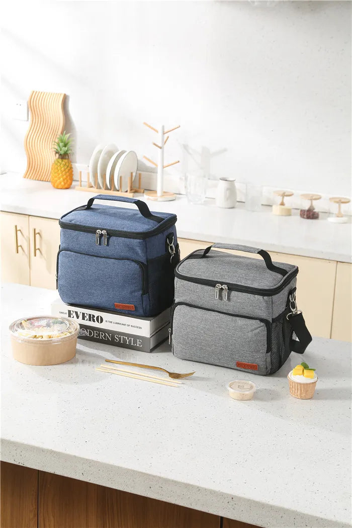 Insulated Thermal Shoulder Lunch Bag with Waterproof Lining