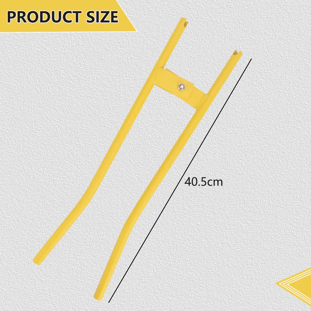 Yellow heavy-duty truck brake spring installer and remover tool shown against a light background.