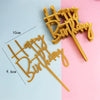Gold Acrylic Happy Birthday Cake Toppers (Set of 10)