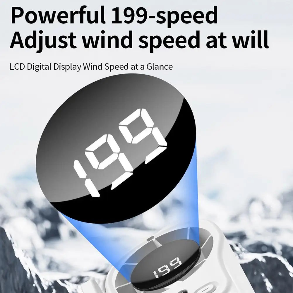 Portable Clip-On Handheld Fan with Digital Display