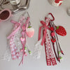 Strawberry Bag Charm Keychain with Ribbon Bow