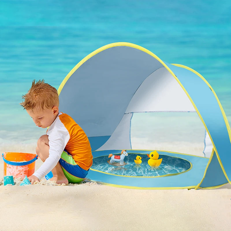 Pop-Up Beach Tent with Built-In Splash Pool for Kids