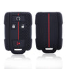 Black silicone key fob cover for Chevy Silverado and GMC Sierra with a 4-button remote.