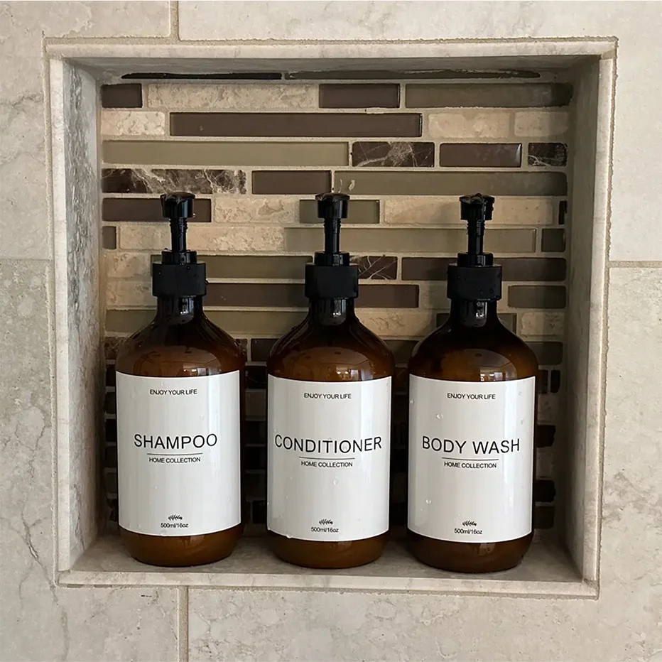 Refillable Shampoo & Body Wash Dispenser Bottle with Pump (500ml)