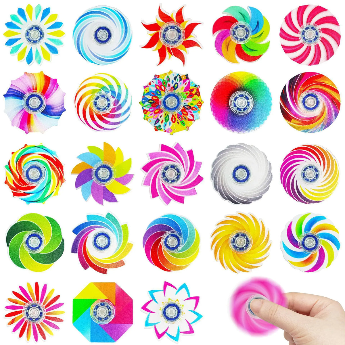 Rainbow Fidget Spinner Set – Sensory Stress Relief Toys for Kids and Adults