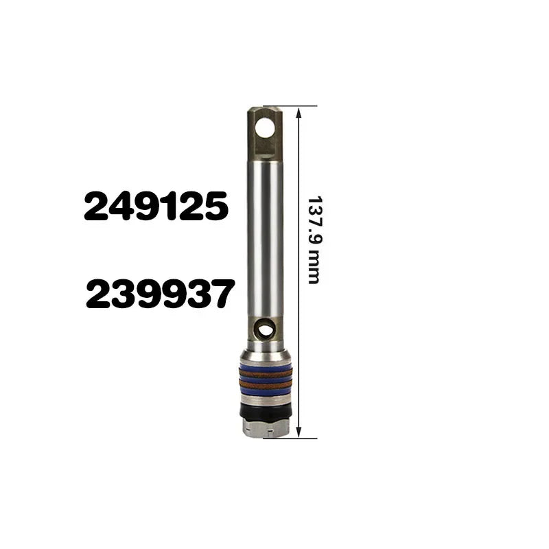 A metal plunger rod with a valve and a threaded end, shown with a dimension of 137.9 mm.