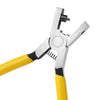 Silver leather hole punch pliers with yellow handles and a 2mm punch tool