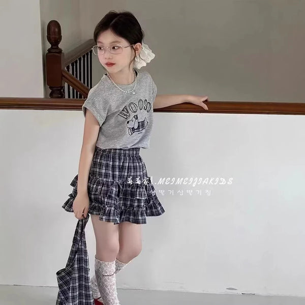 Kids' Summer T-Shirt and Ruffle Skirt Set