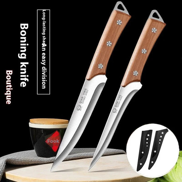 Cuchillo de Despiece de Acero Inoxidable con Mango de Madera